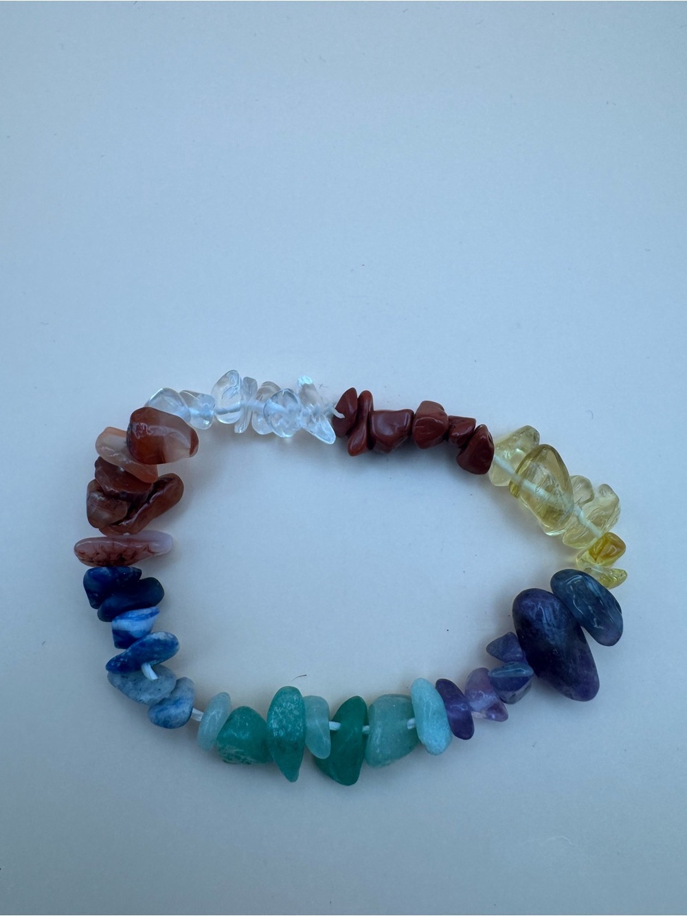 Multicolor Chakra Gemstone Chip Stretch Bracelet
